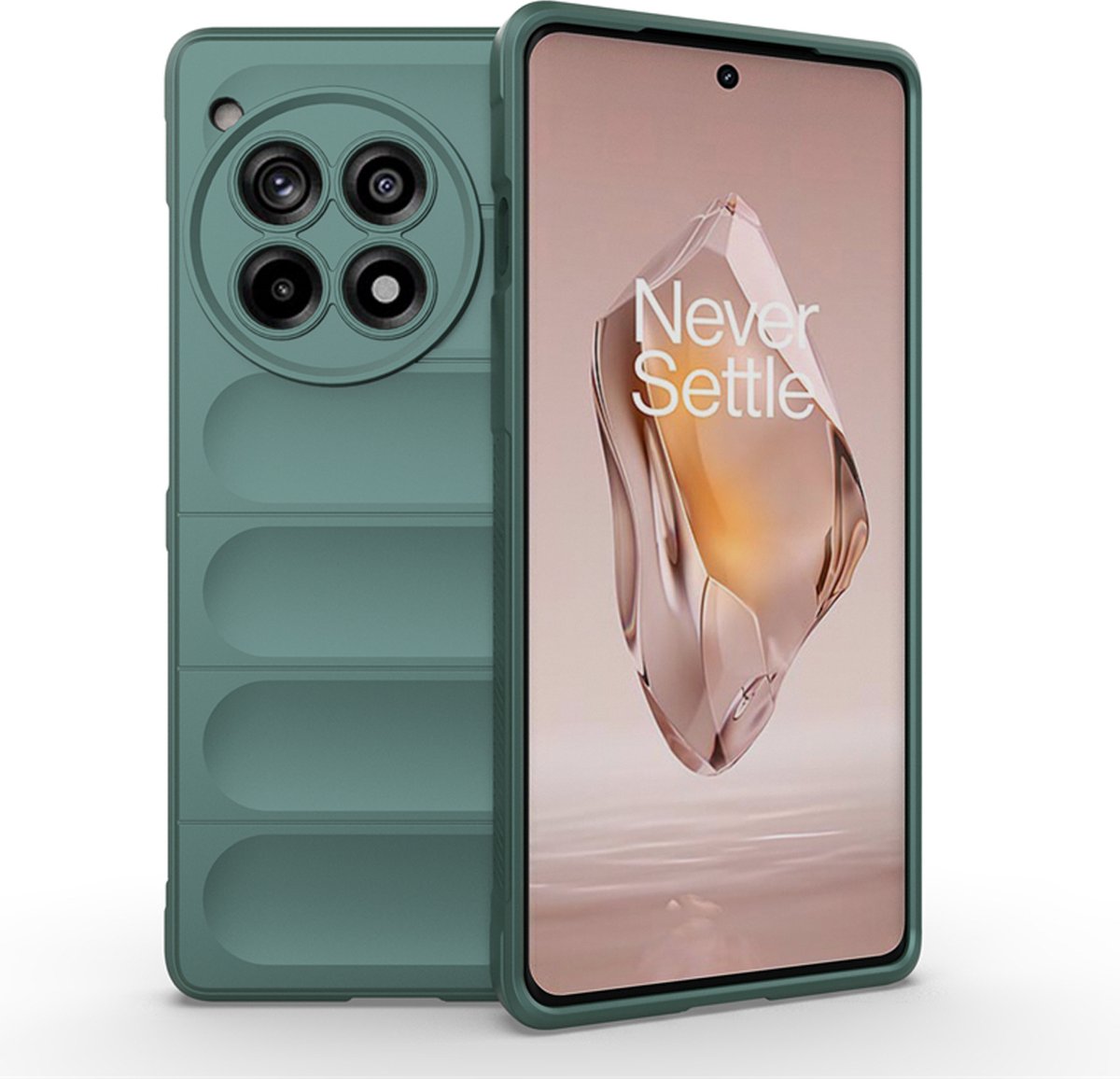 MobyDefend Hoesje - Geschikt voor OnePlus 12R - TPU Gripcase - Groen