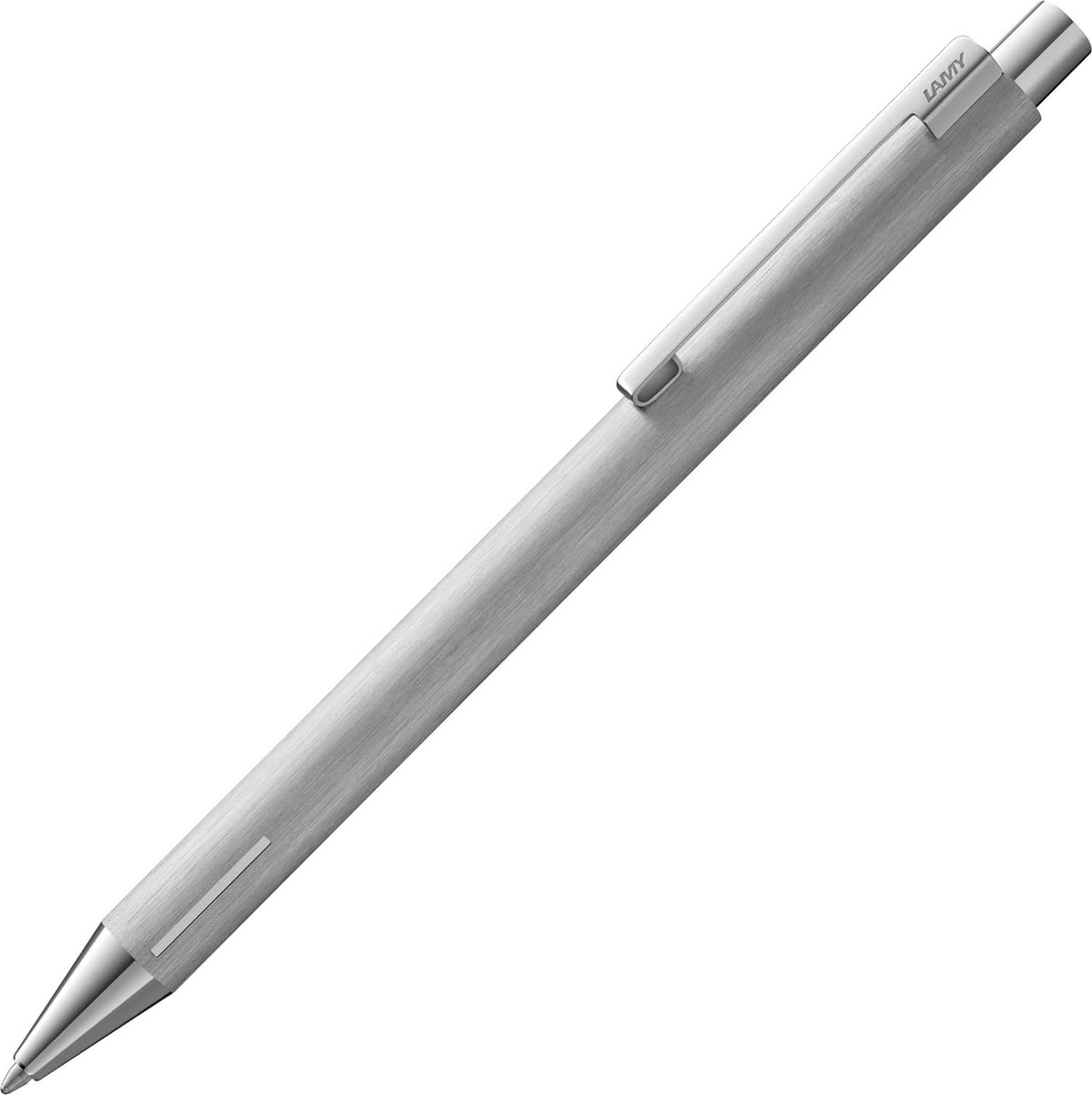 LAMY Set – bestaande uit 1x econ balpen 240 van geborsteld roestvrij staal & 1x zwart lederen etui voor één schrijfinstrument – inclusief LAMY M 16 vulling in zwart, lijndikte M