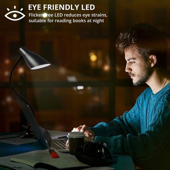LED-bureaulamp, Multifunctionele Clip-tafellamp Flexibele Zwanenhals- oogbescherming voor Kantoor