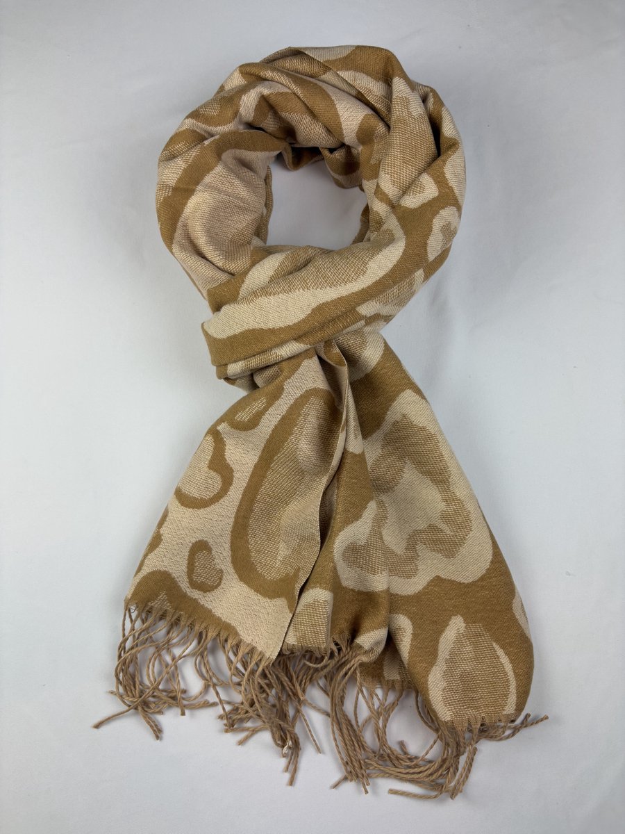 Wintersjaal met panter print 2 kanten 20% wol en 80% viscose