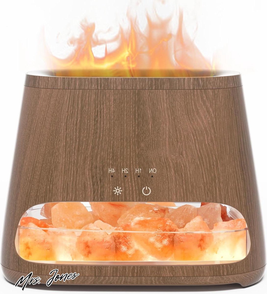 Goedkoopste Mrs. Jones Premium Collection Aromadiffuser Zoutlamp 2-in-1 - Vlameffect - Etherische oliën - Luchtbevochtiger - 3 helderheid - 150 ml .