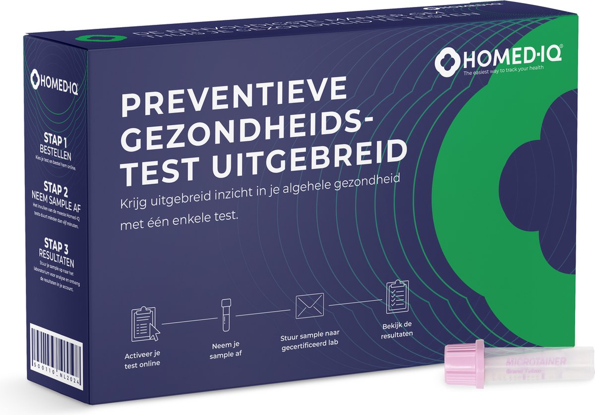 Goedkoopste Homed-IQ - Preventieve gezondheidstest - Uitgebreid - 15 biomarkers - Thuistest - Laboratorium Test