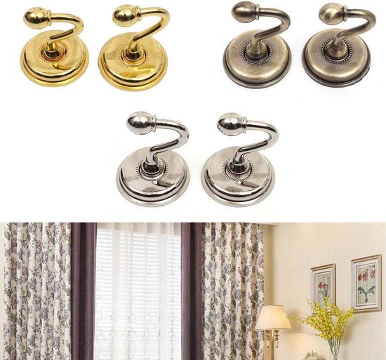 Vintage legering gordijn haken, 2 stks muur gemonteerd gordijn Holdbacks haken deur hoed jas haken deur muur hoed jas hangers-goud