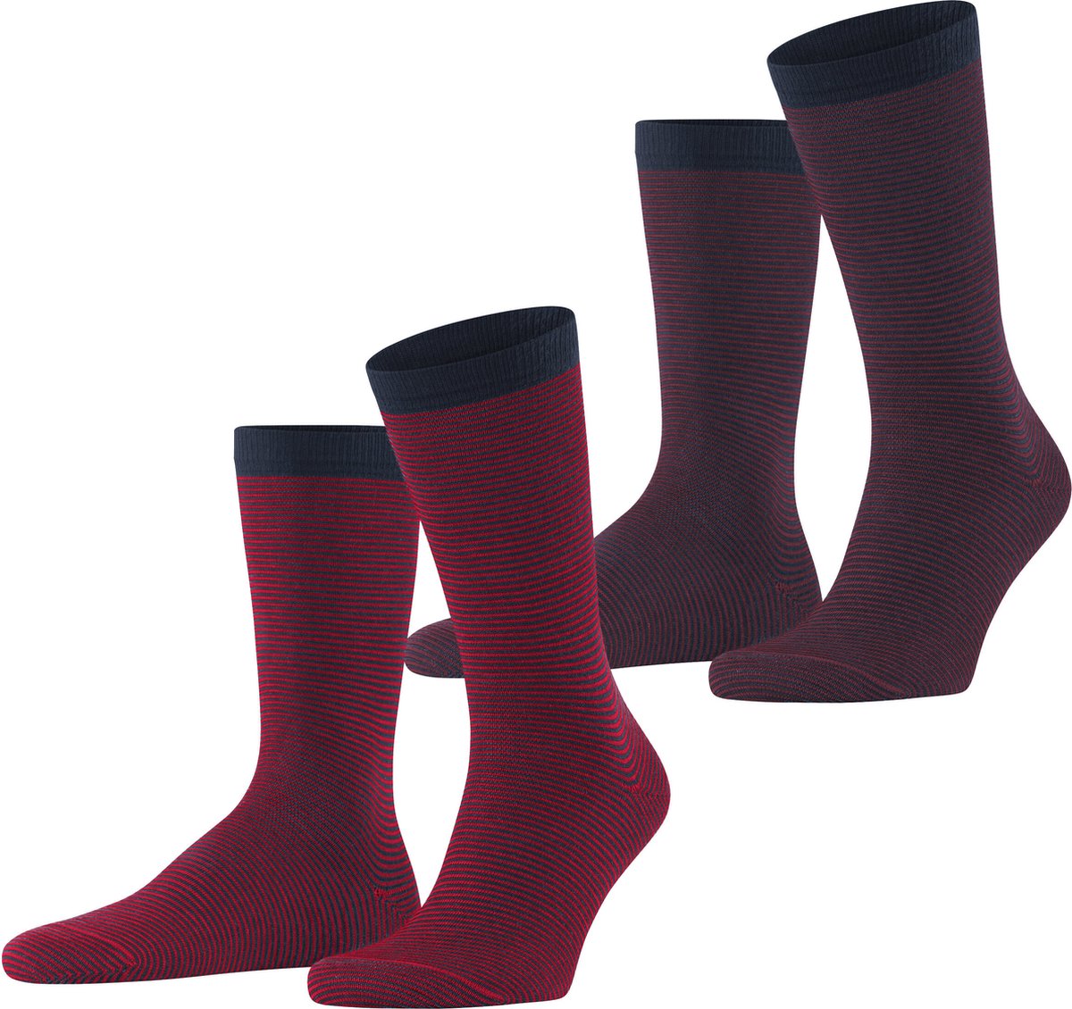 Esprit Allover Stripe 2-Pack gedessineerd katoen multipack sokken heren veelkleurig - maat 39-42