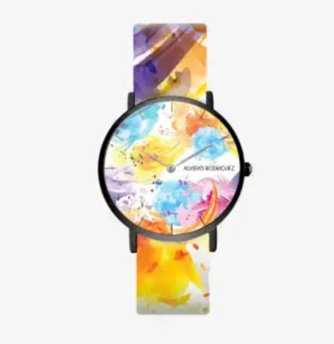 Kleurrijke dames horloge - Japanse uurwerk - silicone armband - comfortabel - Kleurrijke art op wit