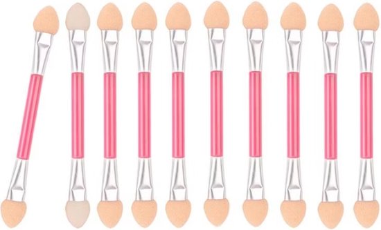 Applicateurs de Ombre à paupières Igoods - Bâtons de Ombre à paupières - Éponge pour pinceau à fard à paupières - Pinceau Eyeliner - Maquillage - Double face - Rose - 10 pièces
