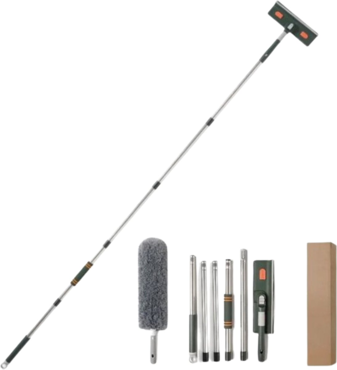 Goedkoopste Telescopische Ramenwasser - 72-226 cm - Verschillende opzetstukken