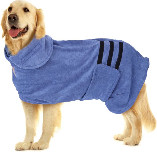 Nobleza Hondenbadjas - Honden Badjas - Ruglengte 60 cm - L - Blauw