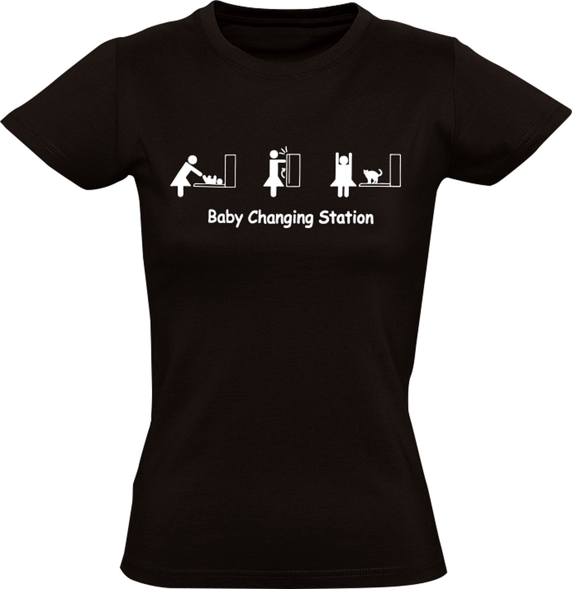 1007 Baby Verander Station Dames T-shirt - grappig - kat - baby - cadeau - shirt