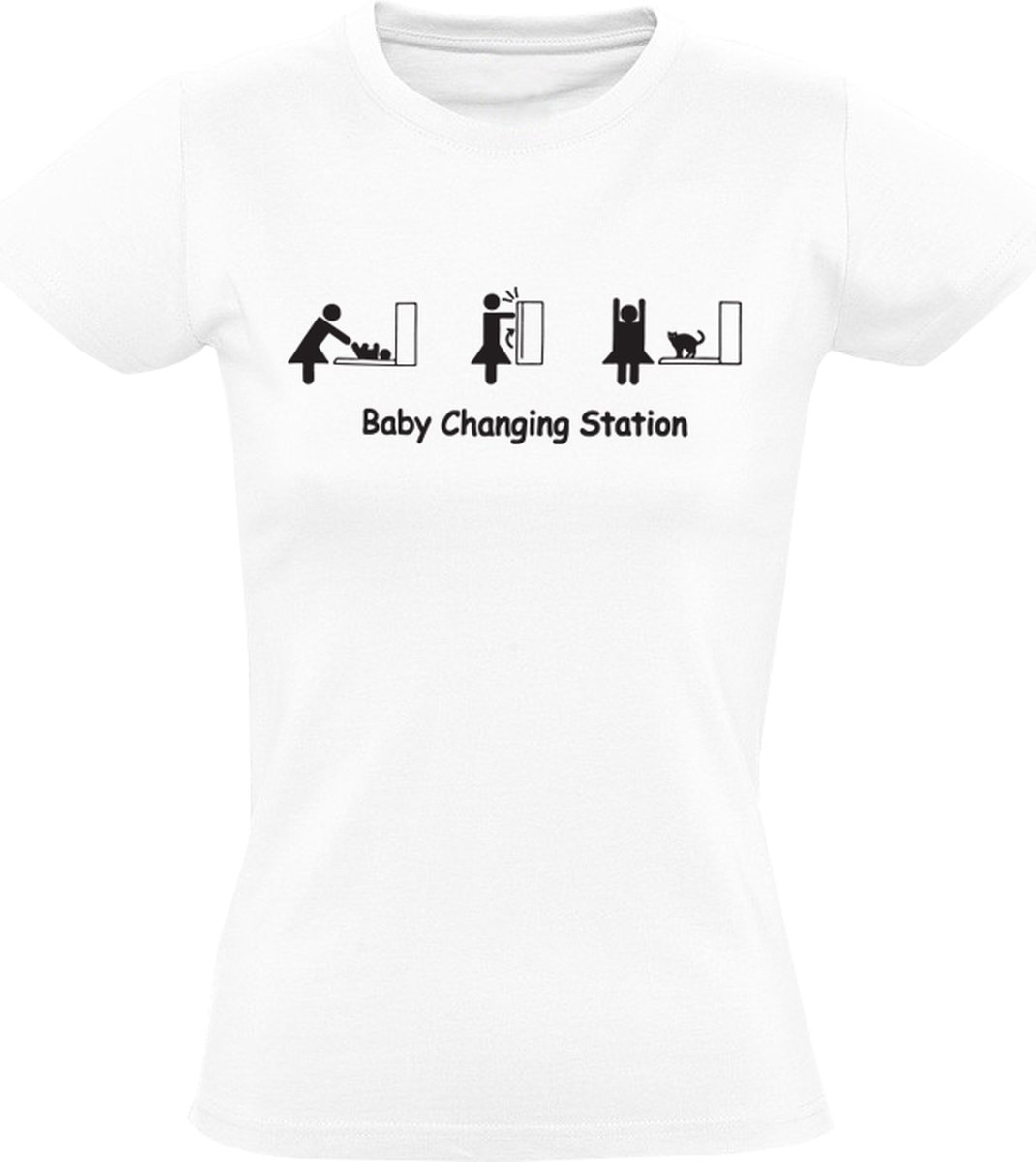 1015 Baby Verander Station Dames T-shirt - grappig - kat - baby - cadeau - shirt