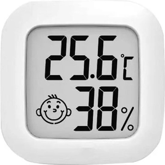 Hygrometer - Thermometer Voor Binnen - Luchtvochtigheidsmeter - Digitaal Weerstation Met Batterij en Plakstrip