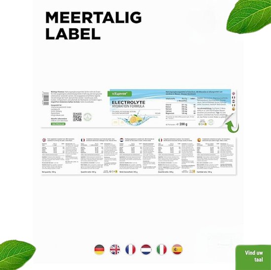 Elektrolyten - 400 g (80 porties) - Hydratie formule met chloride, kalium, natrium, calcium, magnesium - perfect voor sporters bij verlies van vocht - zonder suiker - veganistisch - citroensmaak — afbeelding 5