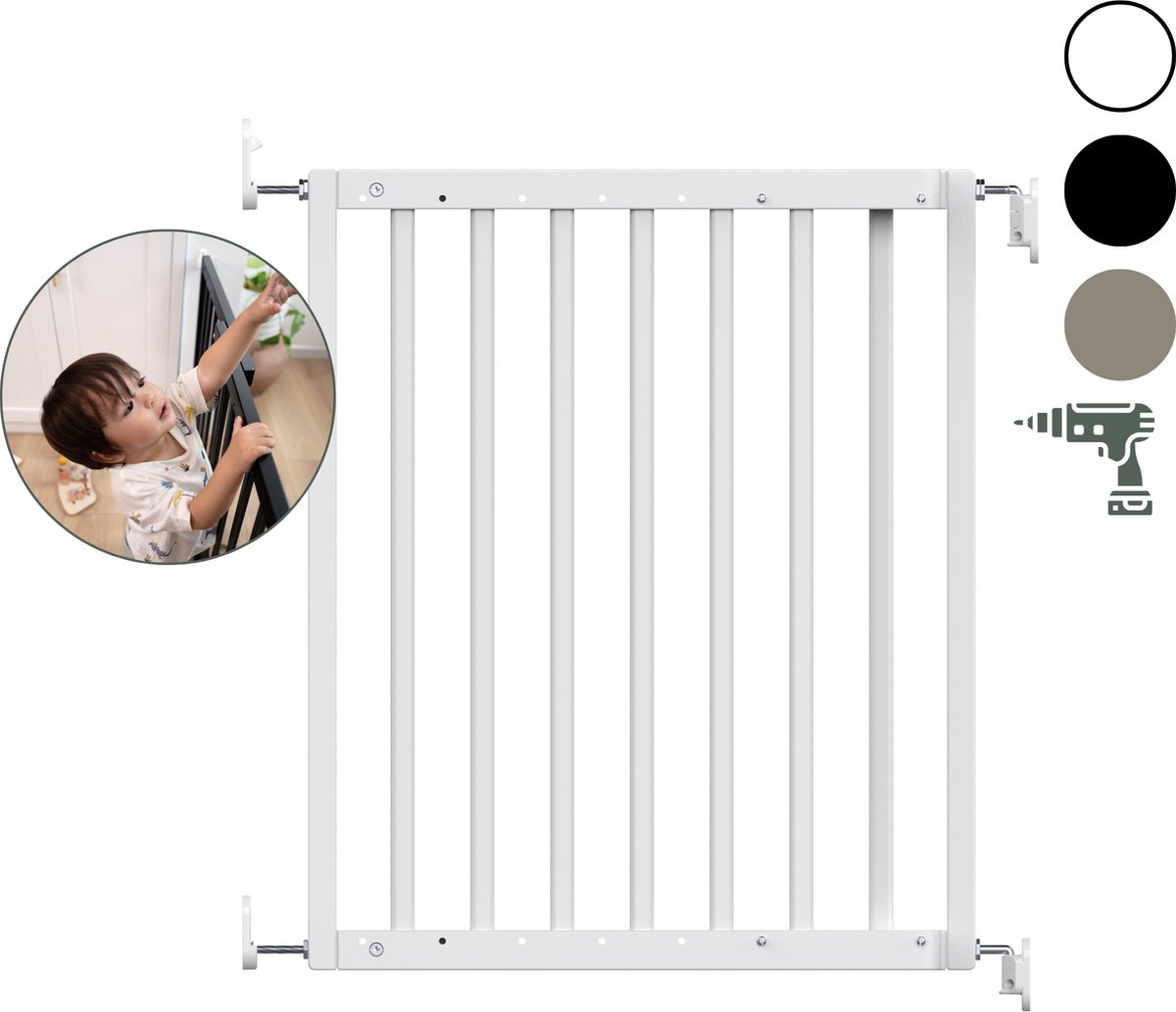 Bol.com Geuther | Maya veiligheidshekje | Houten Uitschuifbaar Traphekje | Schroefhekje met Boren | Veiligheidshekje met Muurbev... aanbieding