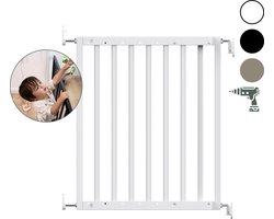 Geuther | Maya veiligheidshekje | Houten Uitschuifbaar Traphekje | Schroefhekje met Boren | Veiligheidshekje met Muurbevestiging | Wit | Van 63.5 tot 105.5cm