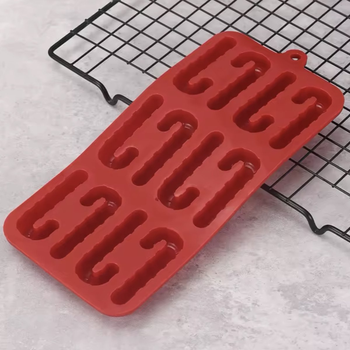 KimDo - Siliconen zuurstokken Kerst Mal - 12 vormen - Zuurstok - Rood - Decoratie - Bakvorm - Chocolade Mallen