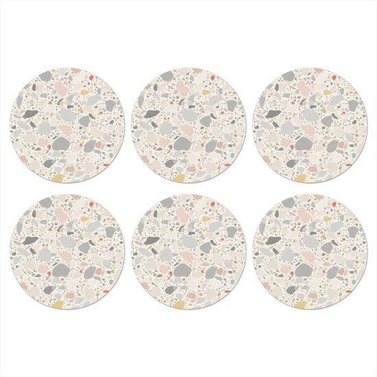 Dessous de verre Motifs - Lumière - Terrazzo - Décoration - 10x10 cm - 6 morceaux - Sous pour Verres et Tasses