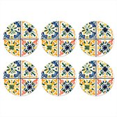 Dessous de verre Espagnol - Carreaux - Céramique - Fleurs - 10x10 cm - 6 morceaux - Sous pour Verres et Tasses
