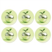 Dessous de verre Vert - Disco - Décoration - Pomme - 10x10 cm - 6 morceaux - Sous pour Verres et Tasses