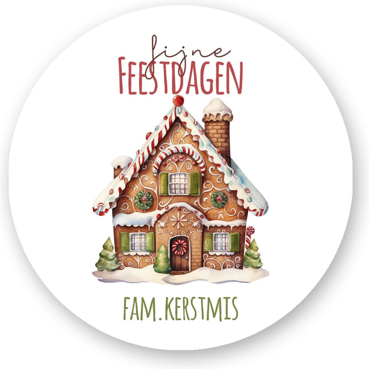 25x Sluitzegels Kerst met naam - Peperkoekhuis - Sluitstickers Pimp Studio