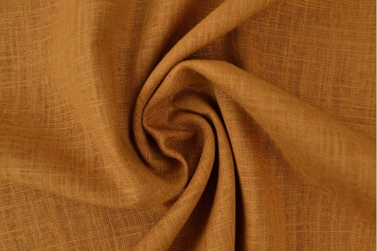 10 meter linnen viscose stof - Donker okergeel - 150cm breed