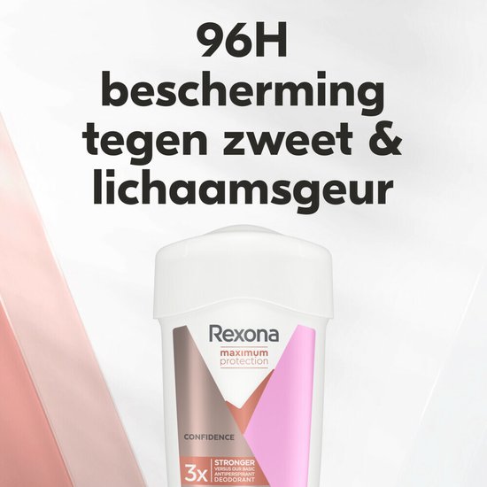 Rexona Maximum Protection deodorant met tekst '96H bescherming tegen zweet & lichaamsgeur'.