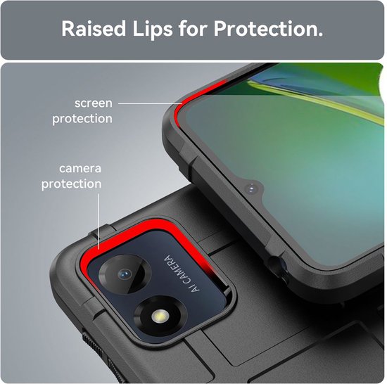Coque Motorola Moto E13 - Coque en Shield TPU robuste - Zwart - Coque pour téléphone portable - Coque compatible avec : Motorola Moto E13