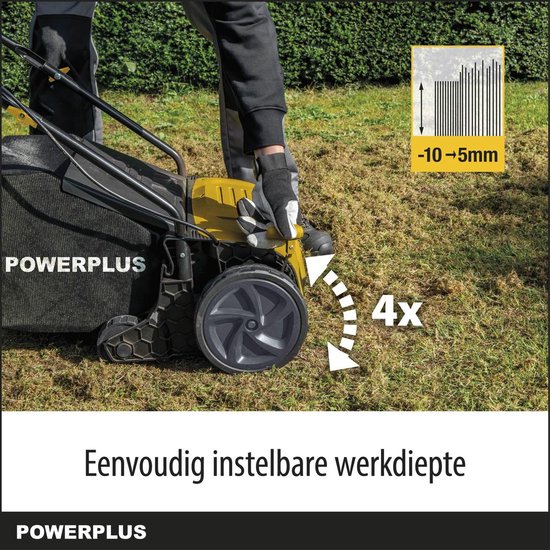 Powerplus Elektrische Verticuteermachine POWXG75130 - 1300 W en snijbreedte van 320 mm, 2-in-1 Elektrische beluchter en verticuteermachine voor uw tuin — afbeelding 4
