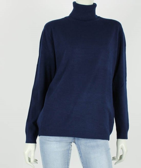 Pull col roulé femme Roberta bleu foncé maille fine taille L/XL pull col roulé col roulé