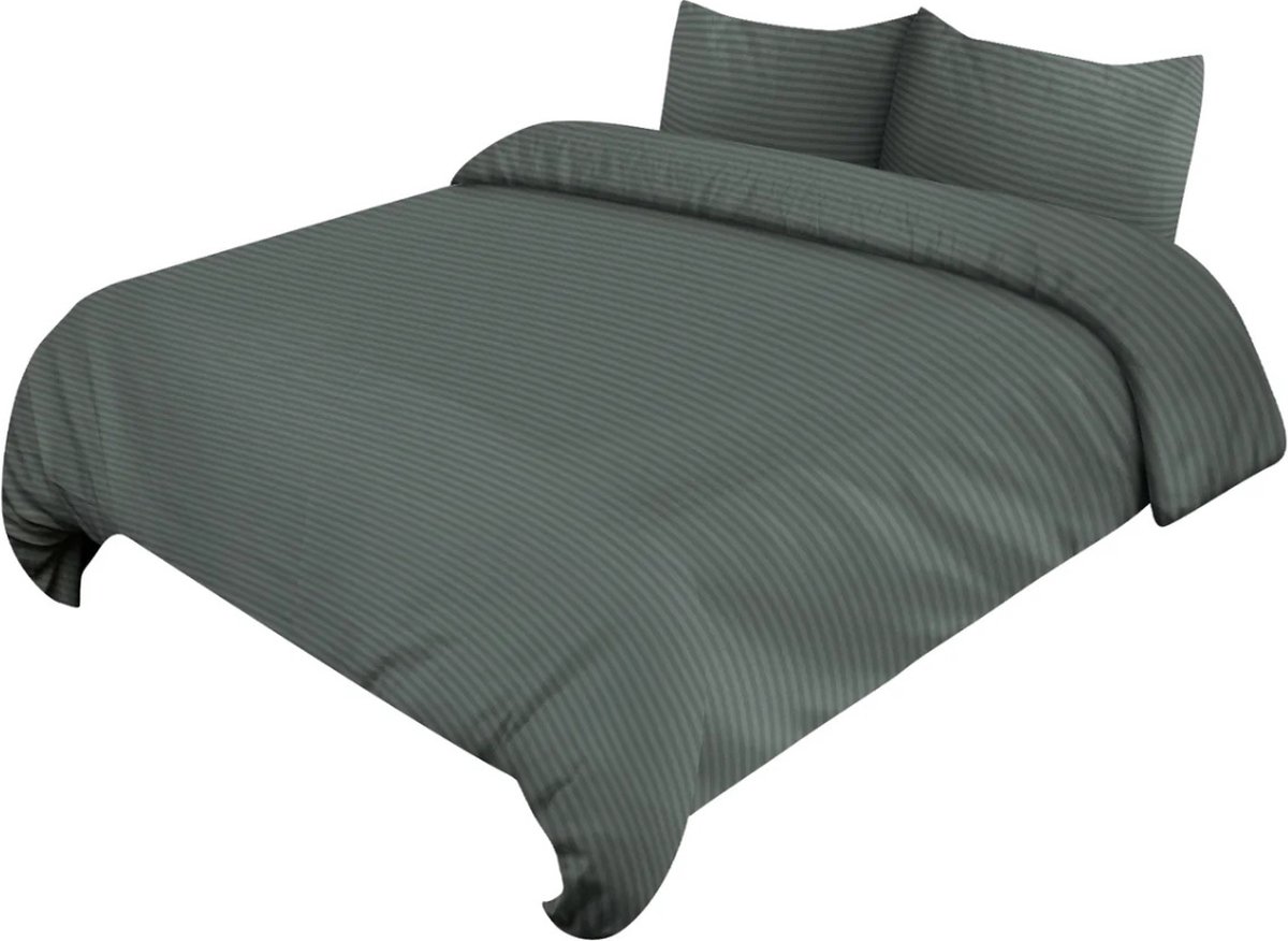 Homelux - Dekbedovertrekken- Beddengoed set-4-delig - Dekbedovertrek 200x220 cm - Bedlaken 220x240 cm- met ritssluiting - Donkergroen - Inclusief 2 Kussenslopen (50x70 cm)