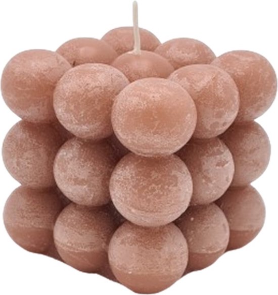 Bubble kaars mauve bruin 8x8x8 cm - candle - bubbel - gift - kerst - diner - woonaccesoires - cadeau idee
