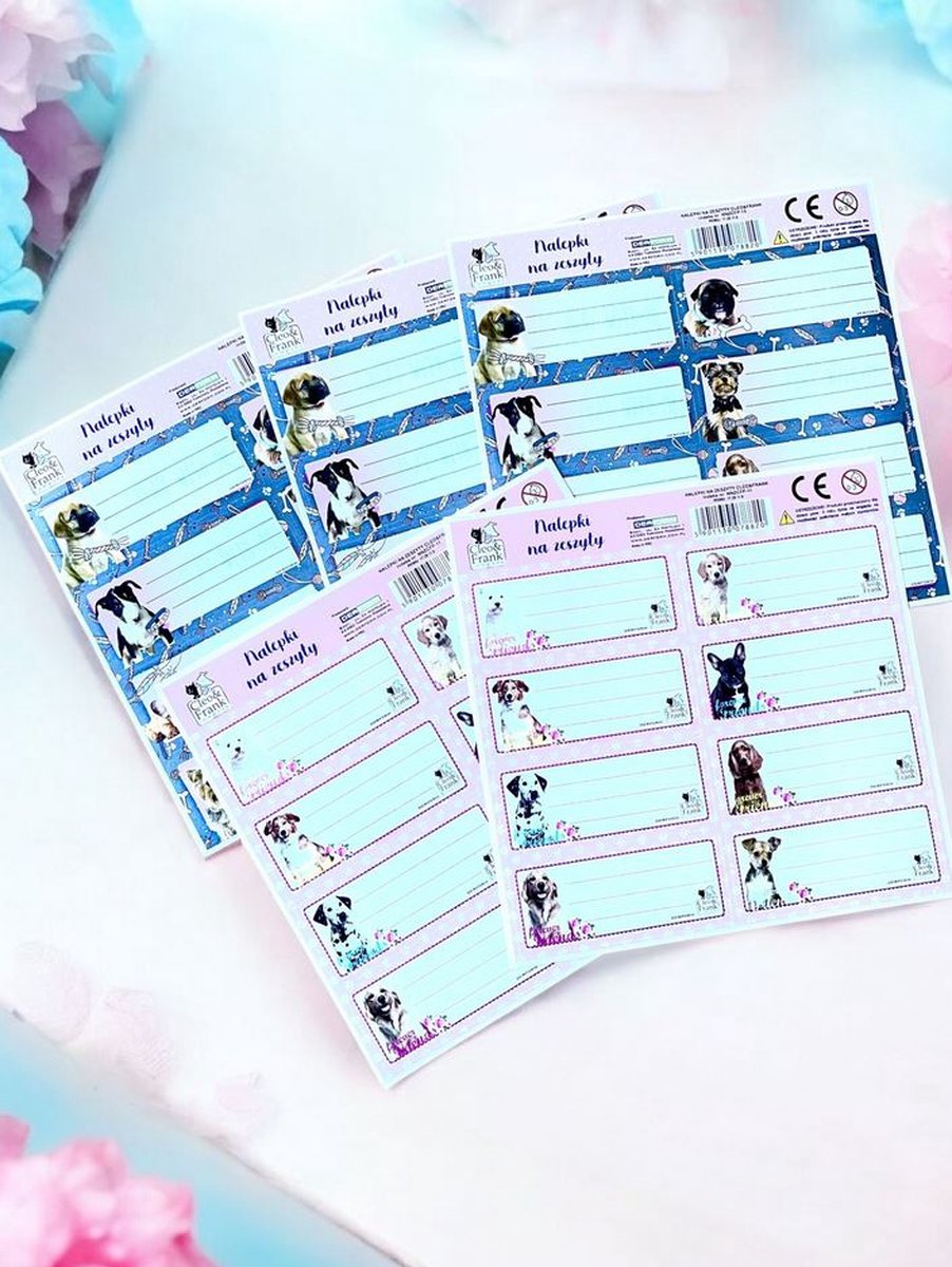 5 vellen naamstickers honden (totaal 40 stickers)