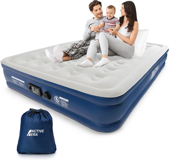 Active Era Comfort Lite 2 Persoons Luchtbed - Ingebouwde Elektrische Pomp – Kingsize Airbed Matras – Logeerbed, Kamperen, Verhuizen, Reizen, 203cm x 152cm x 33cm