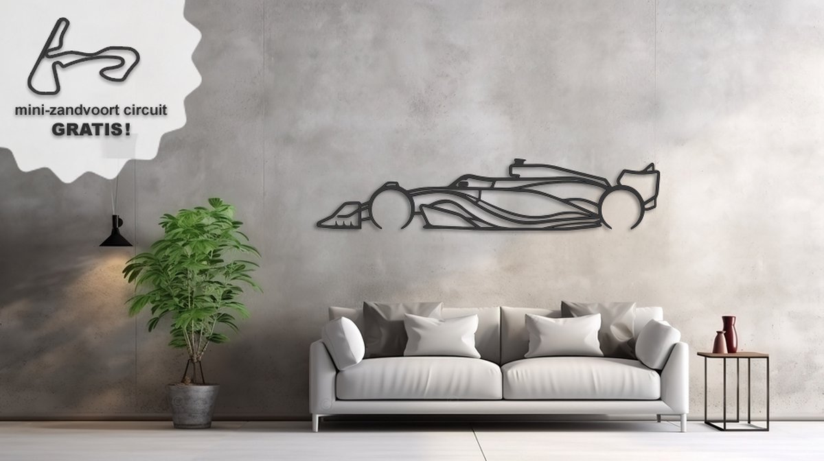 Formule 1 auto 2025 - RB21 - Raceauto Wanddecoratie - XXL 98x22cm - Mat zwart mdf - Poster - Cadeau - Max Verstappen - Red Bull Racing - Zandvoort - Spa