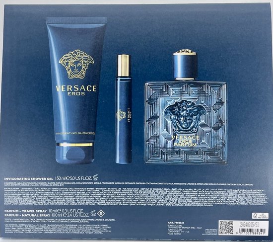 VERSACE Eros Gift Set Parfum 100ml + Travel Spray 10ml + Shower Gel 150ml |  bol