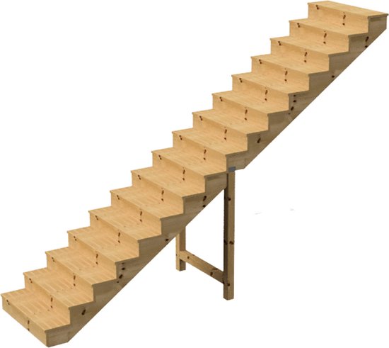 Buitentrap H54cm 3 treden hout D29cm, B120cm ZONDER optrede
