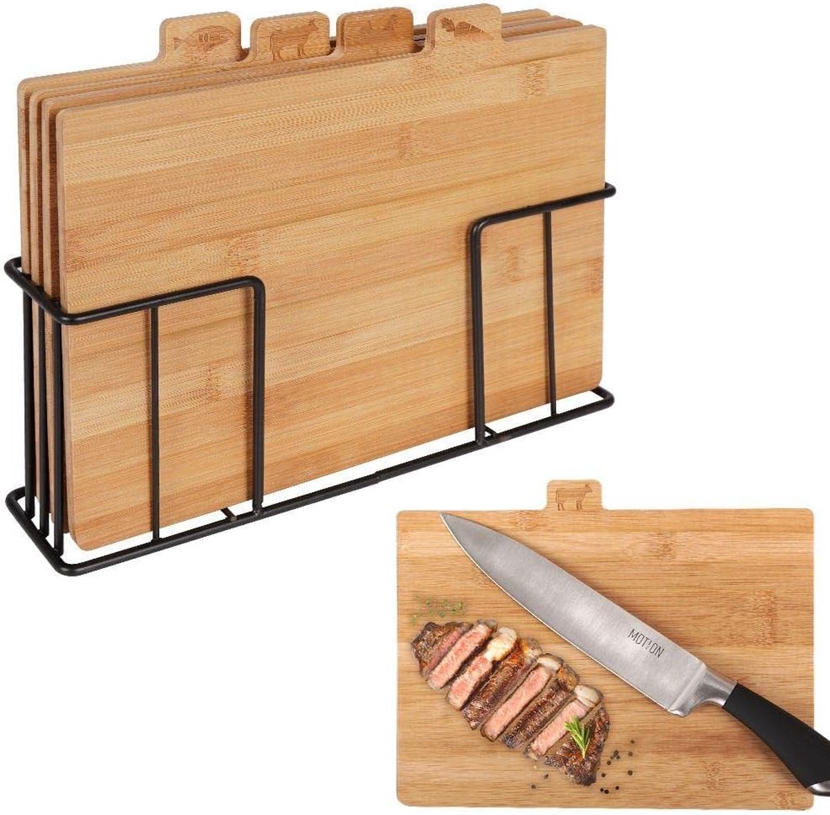 Lexium Snijplankenset met Houder - Snijplanken - Snijplankenset - Snijplanken Set met Houder