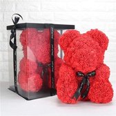 Rozen teddybeer van Rood kunstrozen beer 40 cm met Giftbox - Bloemen beer - Romantisch Cadeau - Verjaardag - Valentijndag - Moederdag - Liefde - Rose Bear