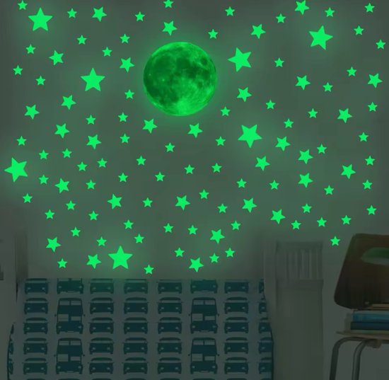 Gloei in het Donker Maan & Sterren - 108 Stuks - Muurstickers & Plafonddecoratie - Nachtverlichting voor Kinderkamer - Slaapcomfort - C4.1 — afbeelding 5