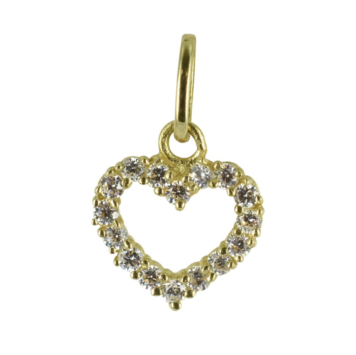 New Bling 132401198 Gouden Hangertje - Hartje - Zirkonia - 7 x 7,3 mm - 14 Karaat - Bedel - Goud
