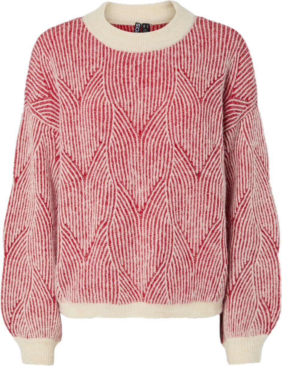 Pieces Trui Pcjenna Ls O-neck Knit Noos Bc 17147906 Whitecap Gray/gojl Berry Dames Maat - S