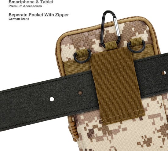 Étui adapté pour OnePlus Nord N10 5G en camouflage beige téléphone portable tactique molle EDC pochette compatible pochette d'épaule étui de ceinture militaire housse