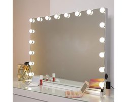 Bright Beauty Vanity hollywood make up spiegel met verlichting - 80 cm x 60 cm - zonder rand - drie lichtstanden - wit