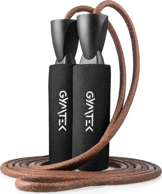 Gymtek® Springtouw - 275cm Leren Koord, Spons Handgrepen - Speedtouw voor Volwassenen - Fitness, Training, Sportschool, Crossfit, Cardio