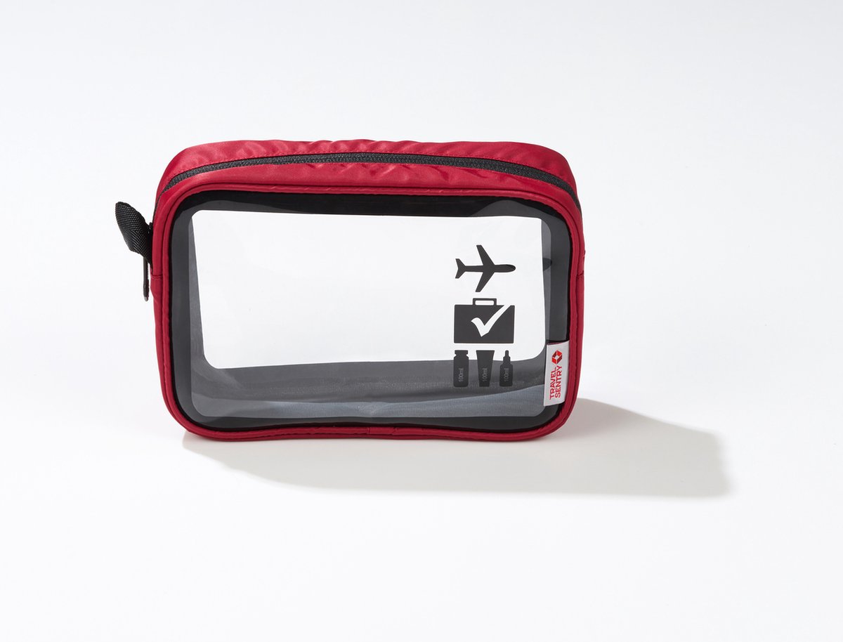 Travelsentry - Toilettas - Rood - Compact - Reizen - Accessoire - Rpet- 20*13*6 cm - Voorkomt Onnodig Plastic Gebruik