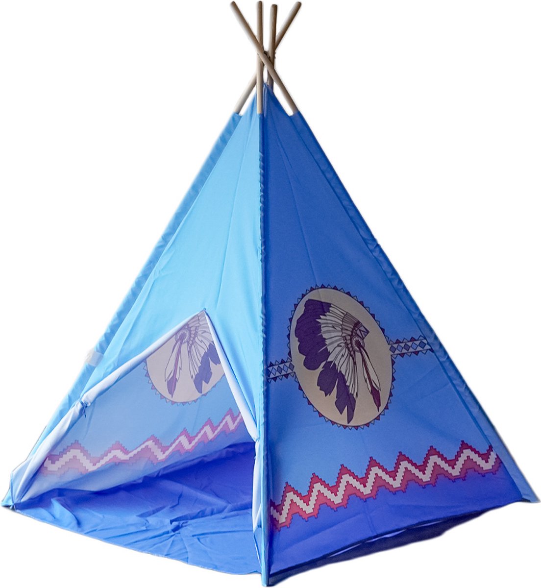 Speelgoedtopdeals - Blauwe Tipi Speeltent - 120 cm doorsnede - 150 cm hoog