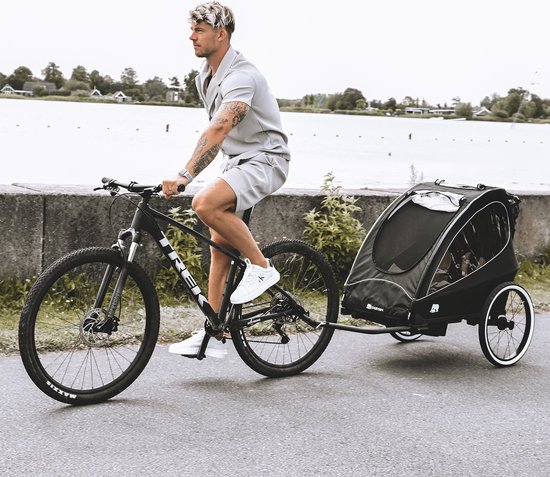 Deryan Luxe Fietskar - fietskar en wandelwagen en hardloopkinderwagen - Zwart van Deryan — afbeelding 5
