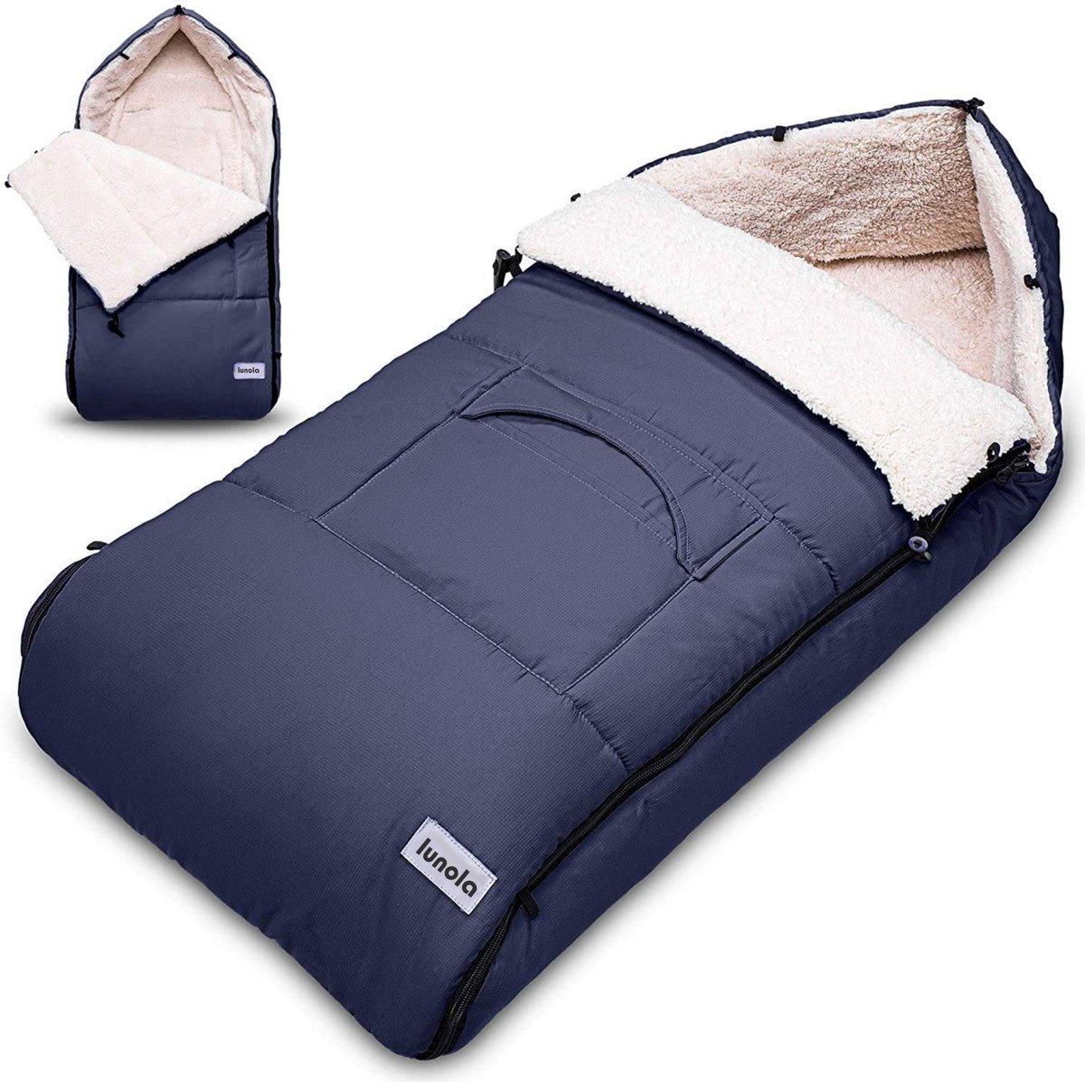Lunola - Voetenzak voor Autostoel & Kinderwagen - Voetenzak Buggy - 90 x 50 cm - Donkerblauw