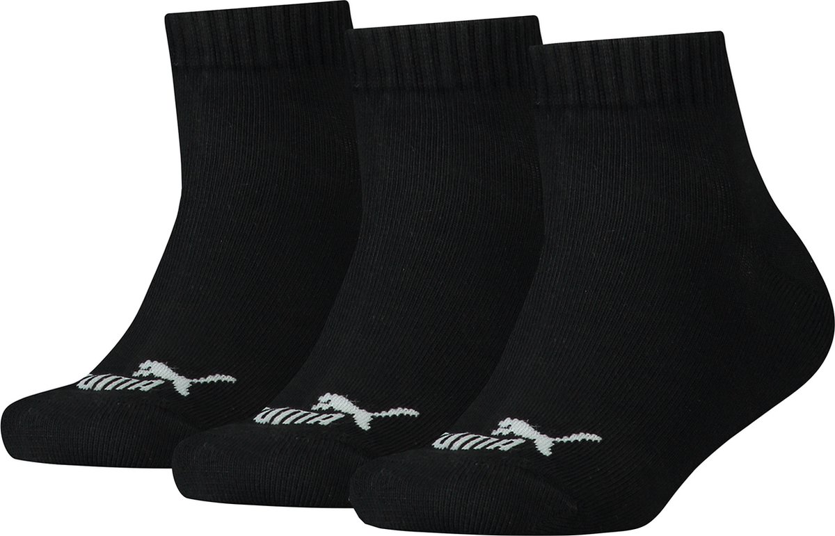 Puma KIDS Quarter Socks sneakermaat 27 38 voor meisjes en jongens 3 paar Zwart