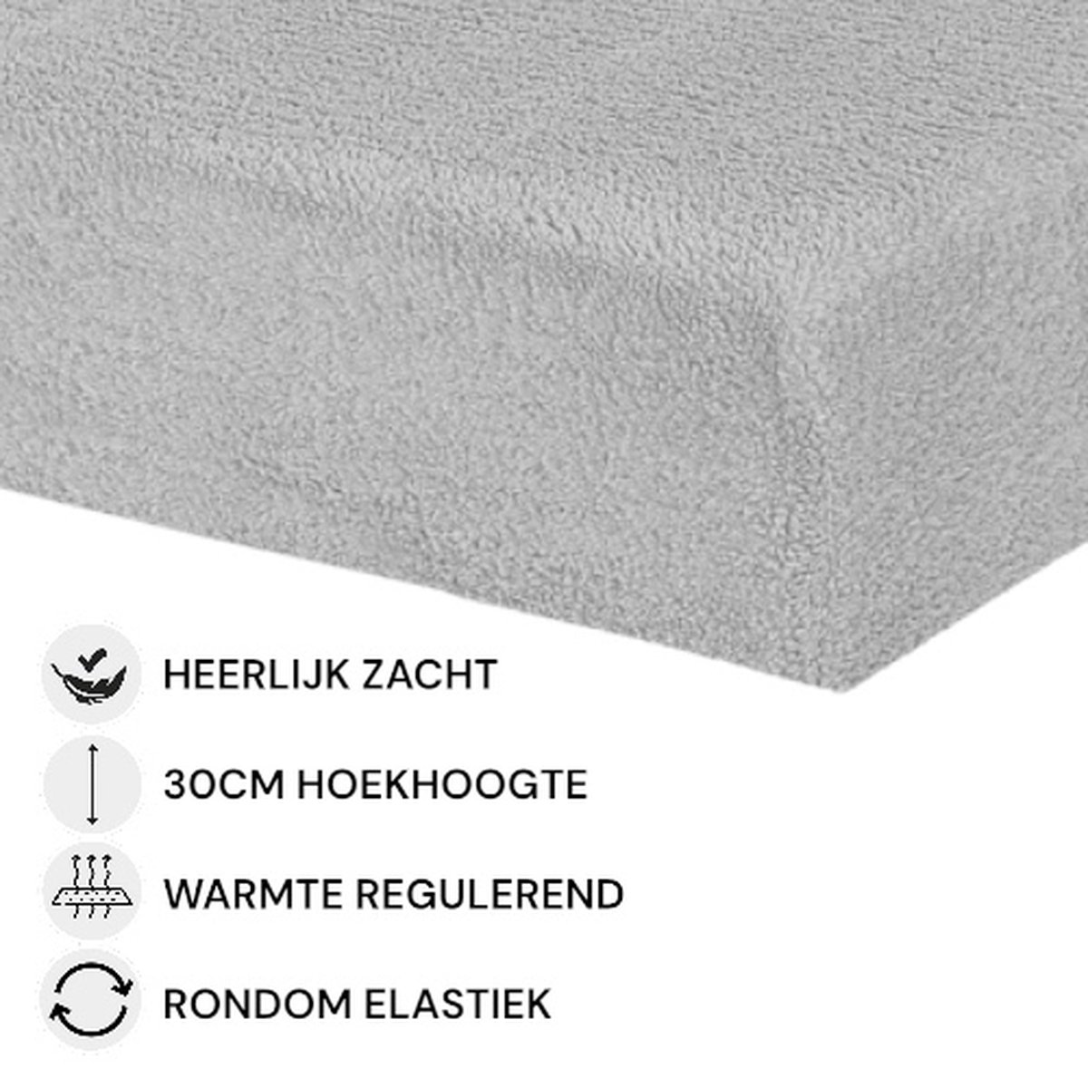 Husch - Teddy Fleece Hoeslaken - 160x200 - Grijs