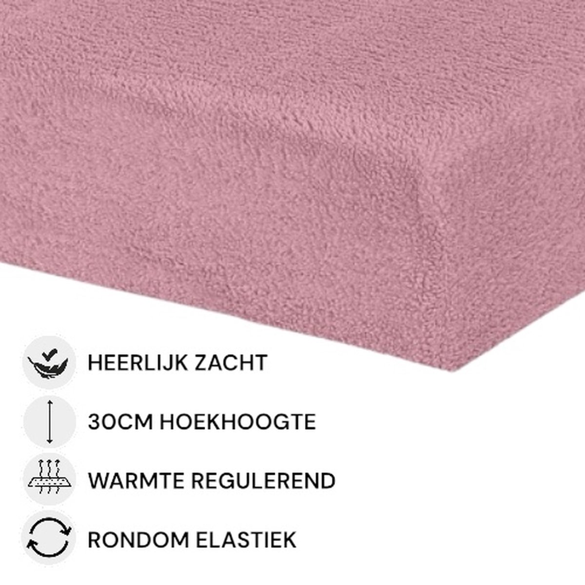Husch - Teddy Fleece Hoeslaken - 180x200 - Roze
